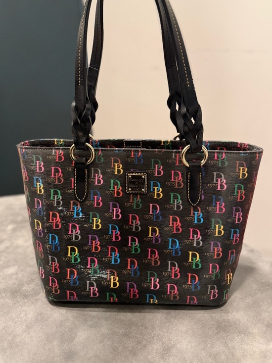 Dooney & Bourke Handbags - Dooney & Bourke Black Multicolor DB Print Tote
